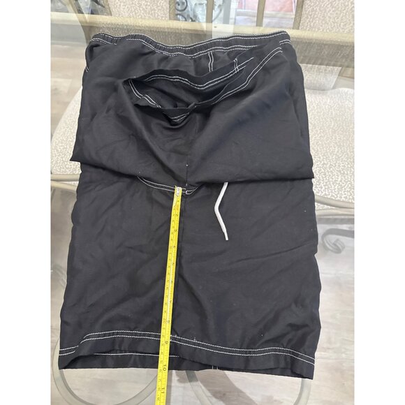 Mens Clothin Black Cargo Beach Shorts Size 40 With White Stitching & Drawstring - Picture 6 of 7